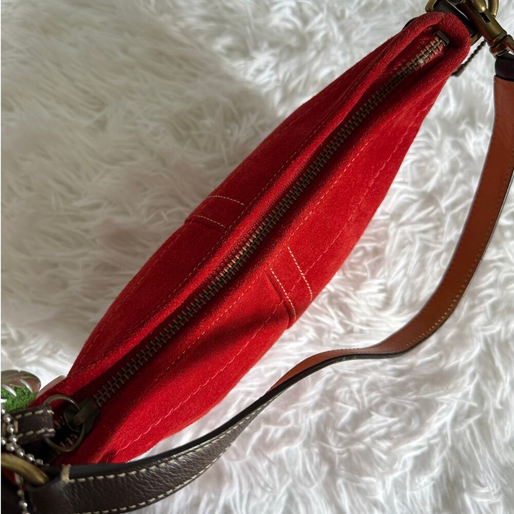 y2k COACH Vintage 4828 Red Suede Hobo Mini Purse Shoulder bag - Picture 6 of 8